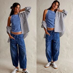 Free People | We The Free Silverton Pull On Puddle Barrel Jeans XS